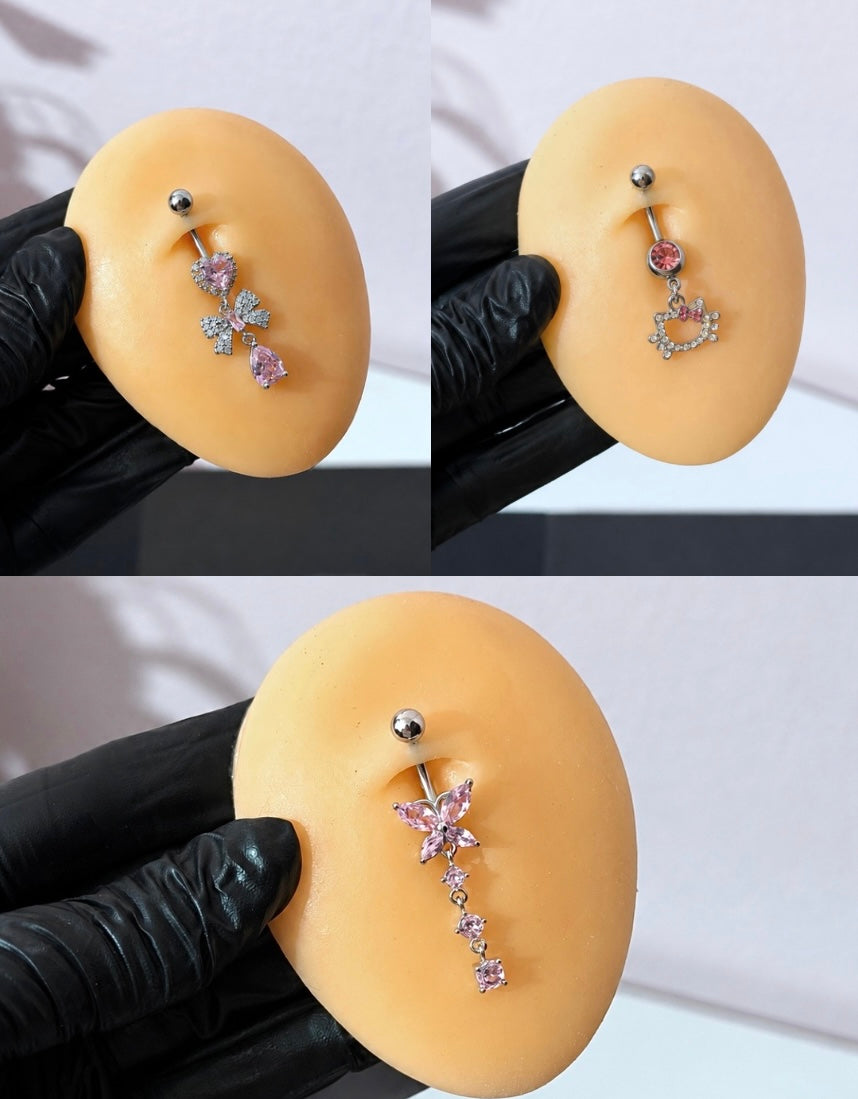 Pink Bling Belly Rings